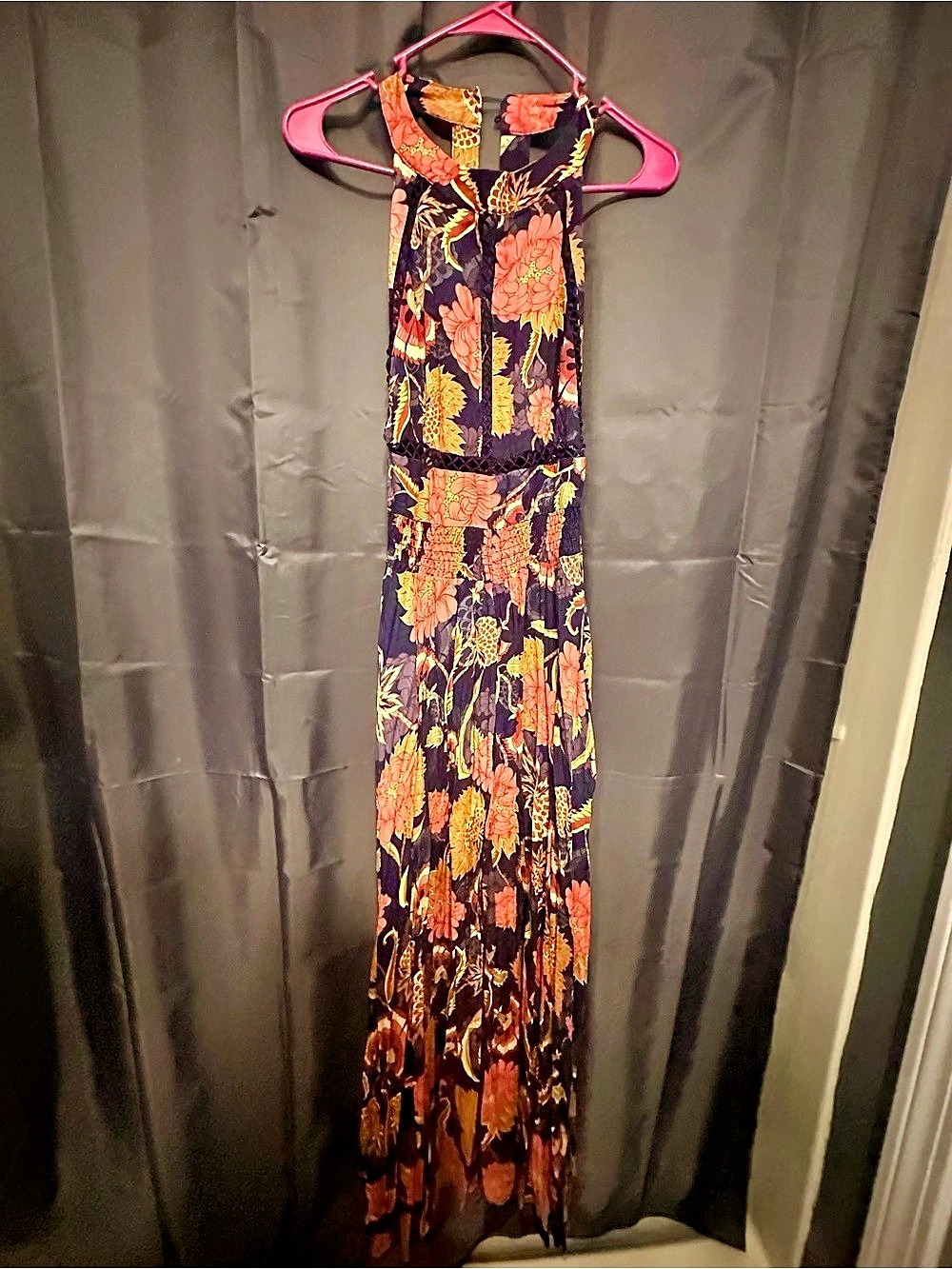 Floral Maxi Dress in Black & Orange